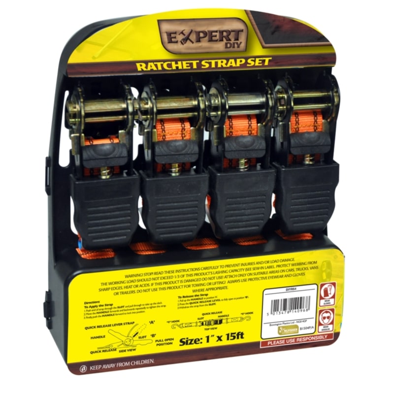 4PC Ratchet Tie Down Strap Set Roof Rack Cargo Trailer Marquee 25mm x 4.5m /15ft 4PC Ratchet Tie Down Strap Set Roof Rack Cargo Trailer Marquee 25mm x 4.5m /15ft